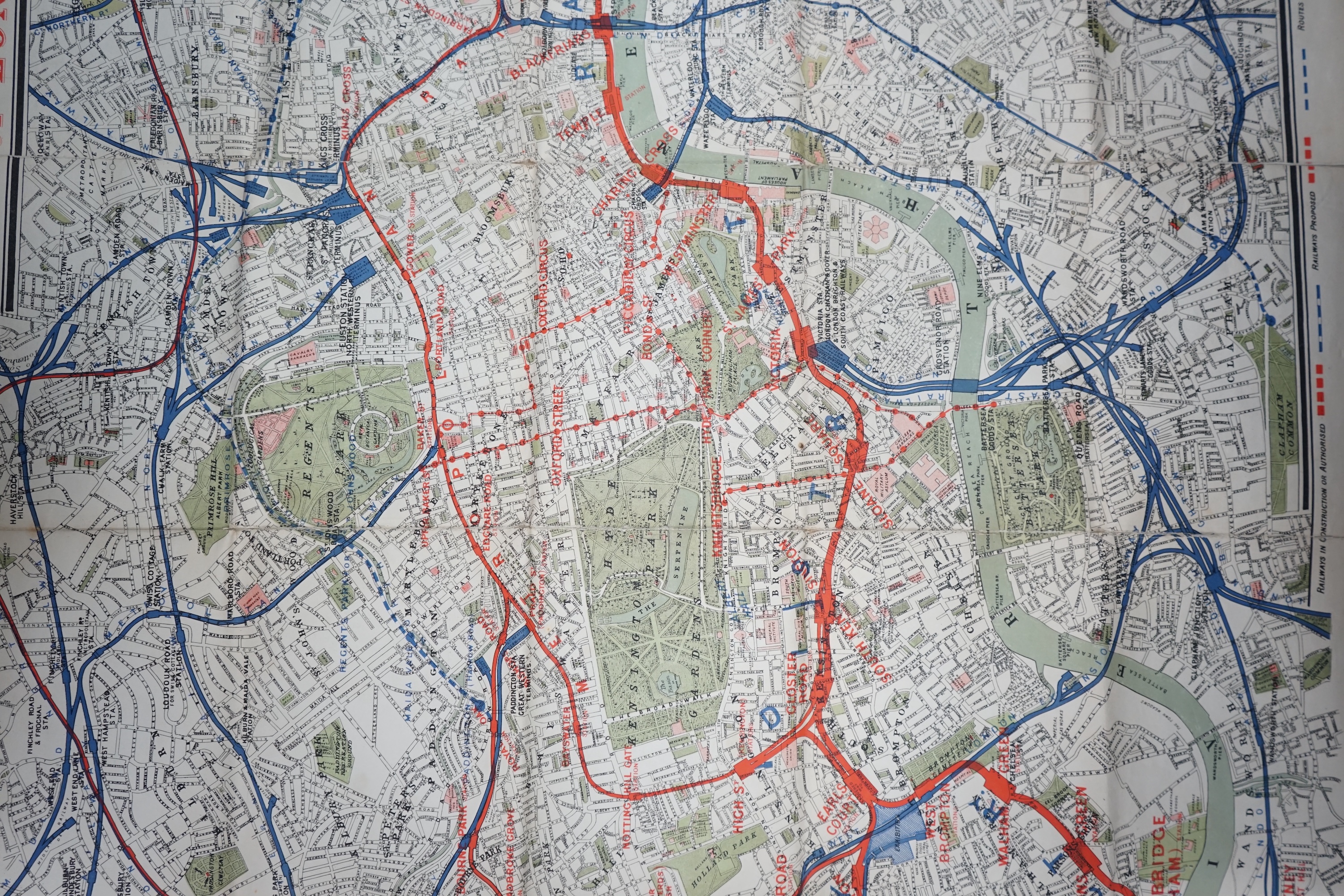 A c.1895 The District Railway Map of London, 5th Edition, folding map on linen with paper covers. Condition - fair.